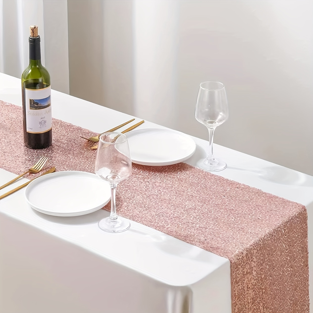 Rose Gold Sequin Table Runner Weddings Birthdays Christmas - Temu