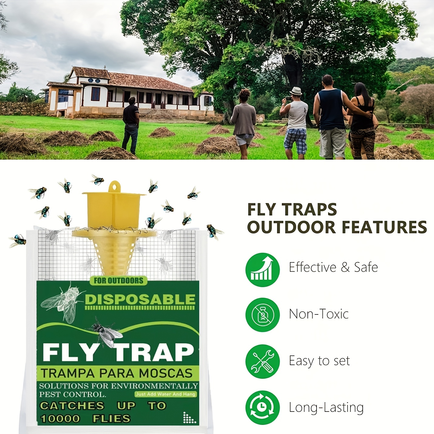 2 Pack Big Bag Fly Bag Trap - Fly Bags Outdoor Disposable Fly Trap Bag -  Fly Trap Disposable Horse Fly Traps Outdoor - Fly Trap Bags Outdoor