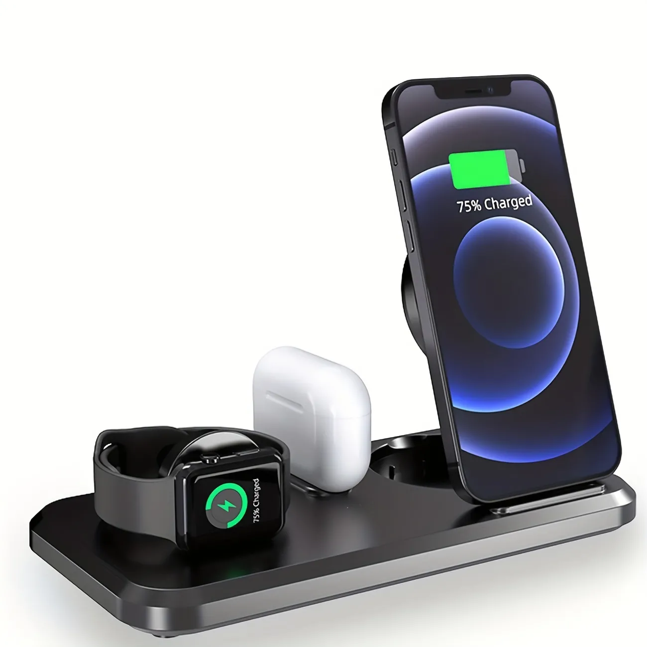Wireless Charger for iPhone, in Foldable Phone Charger Stand Dock, Fast Wireless Charging Station for Apple Watch Se, for Airpods 