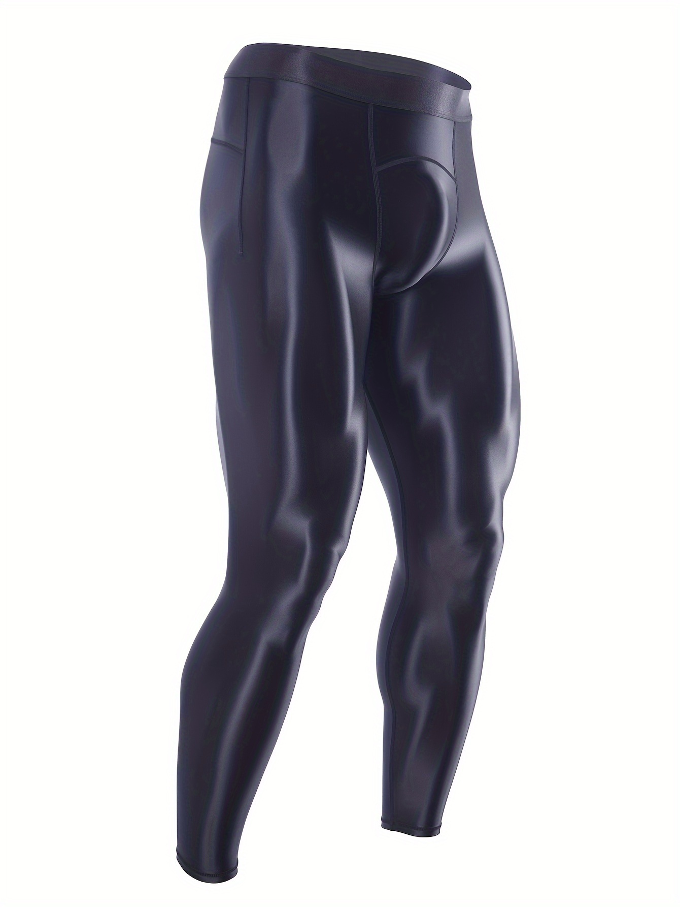 Men's Oil Glossy Compression Pants Shiny Stretchy Workout - Temu Canada