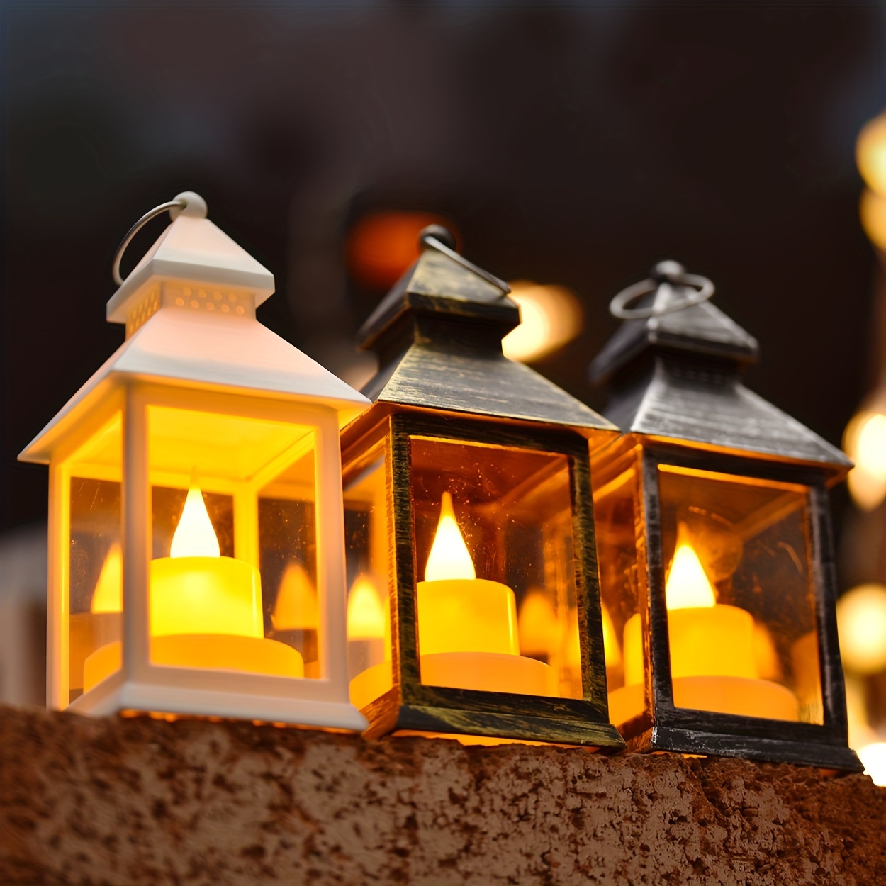 Portable Handheld Lantern,LED Lantern Orange Candle Lantern Battery  Operated Lantern for Outdoor Decoration,Castle 