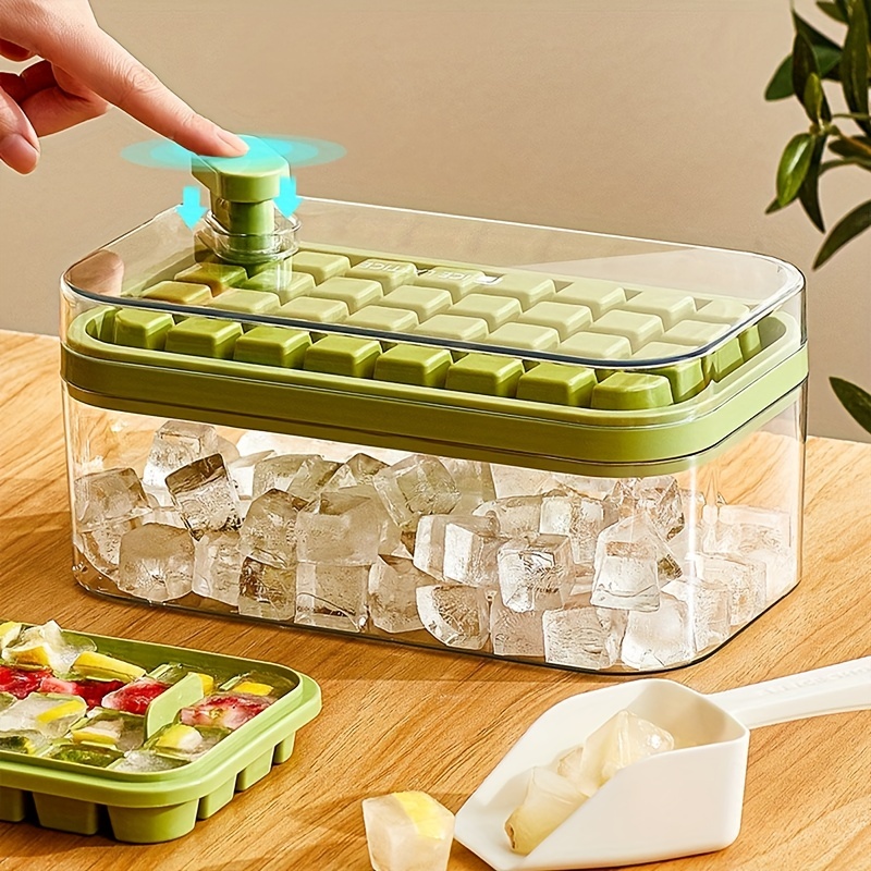 One-button Freeze Ice Cube Press Ice Tray Mold Refrigerator Square Pp Ice  Tray Ice Storage Box Kitchen Tool Ice Box - Temu