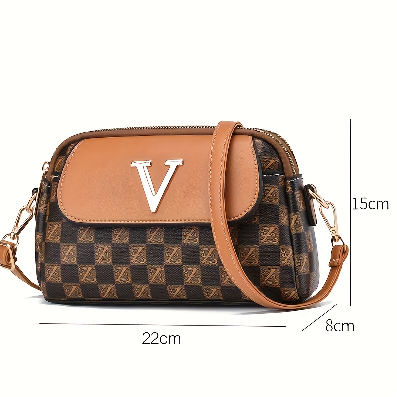 LUXUR 3-in-1 Checkered Crossbody Bag For Women's-PU Vegan Leather Cross  Body Bag-Fashion Checkered Shoulder Satchel Handbag with Coin Purse Brown  Checkered 