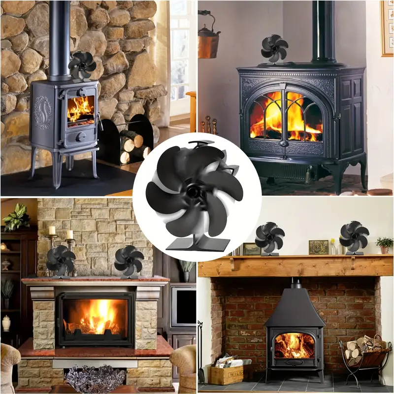 Vikakiooze Wood Stove Fan Heat Powered,6 Blades Motors Fireplace  Fan,Thermoelectric Fan For Wood Burning Stove/Pellet/Log Burner