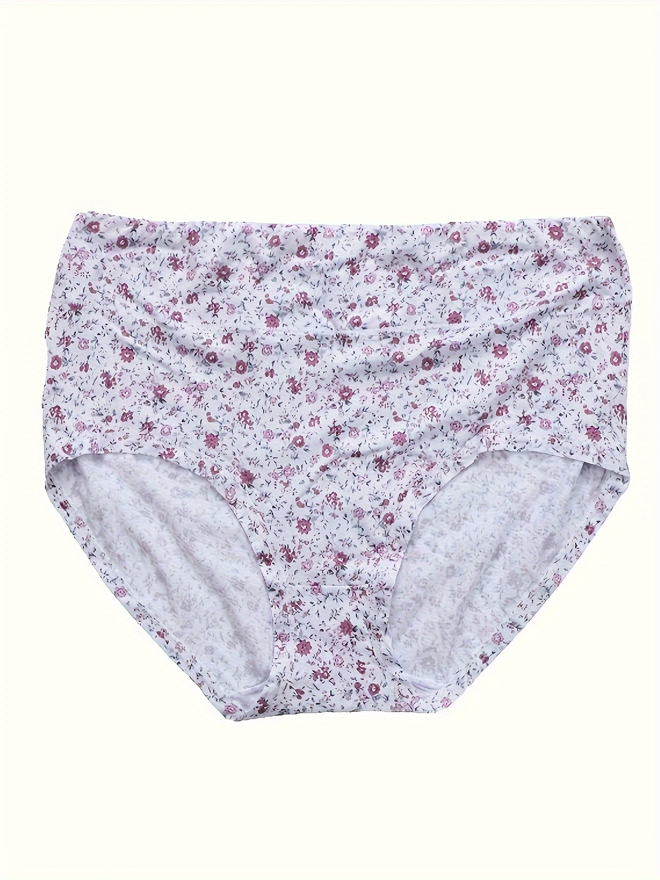 Plus Size 5 PACK Pink & Black Ditsy Floral Print Full Briefs