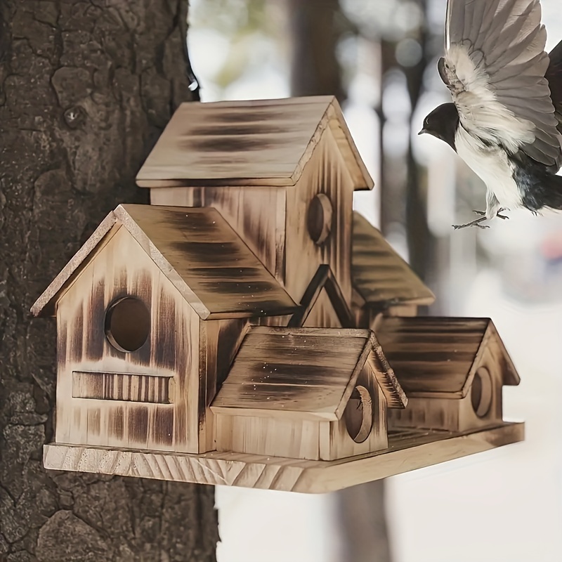 Lot de 4 maisons pour colibri à suspendre en plein air – Cabane à oiseaux  en herbe naturelle, nid de colibri tissé à la main, pour petit oiseau  suspendu et maison pour
