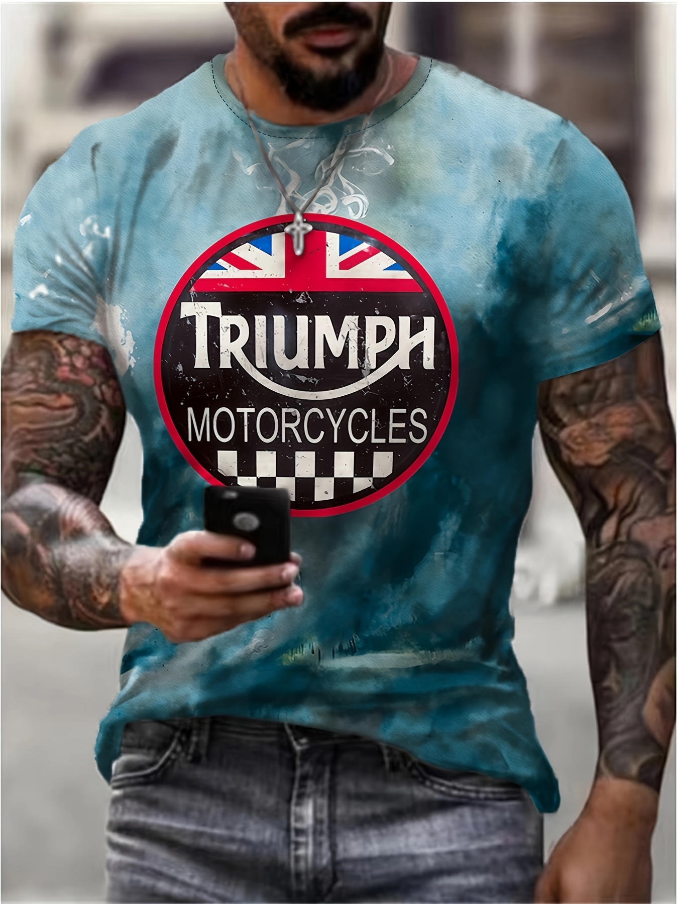 3d Digital Print Men's Motorcycle T shirt Casual Comfy - Temu Japan