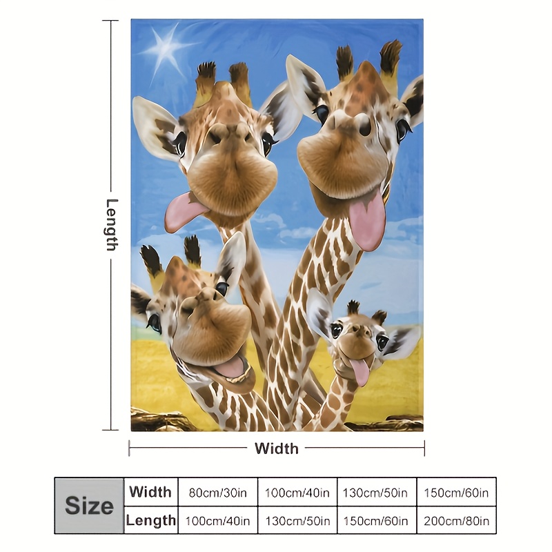 Giraffe Selfie Plush Fleece Throw Blanket - Ultra-Soft, Warm, Cozy, 50 x  60
