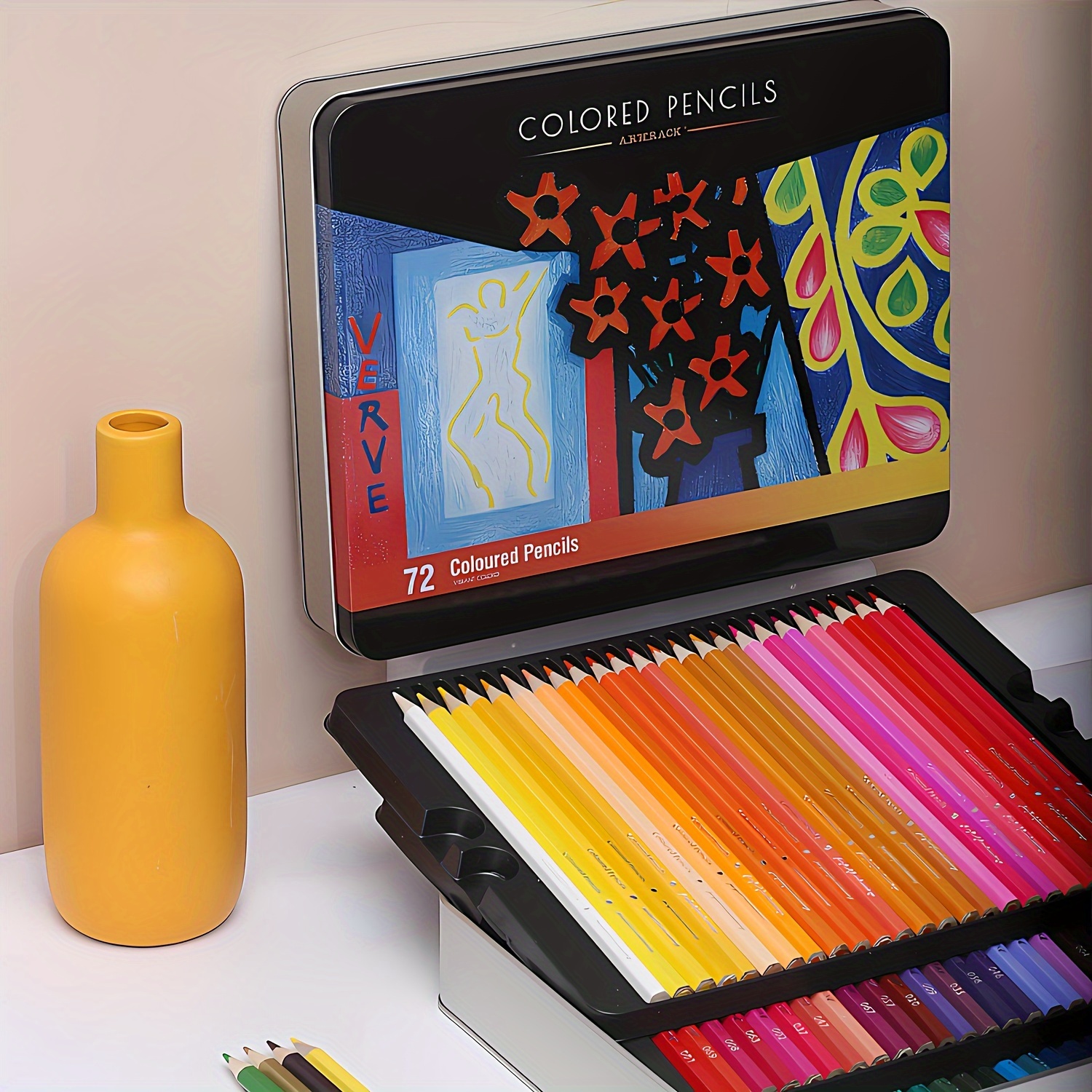 Kalour 180 couleurs Couleur Ensemble de plomb de crayons peints Fournitures  de peinture d'art (boîte