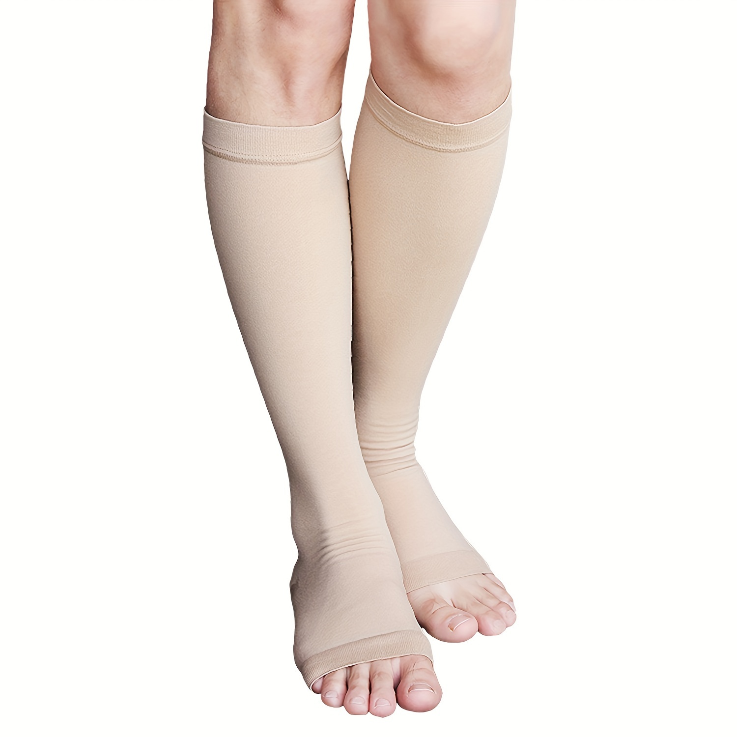 Open Toe Thigh High Compression Stockings Silicone Band - Temu