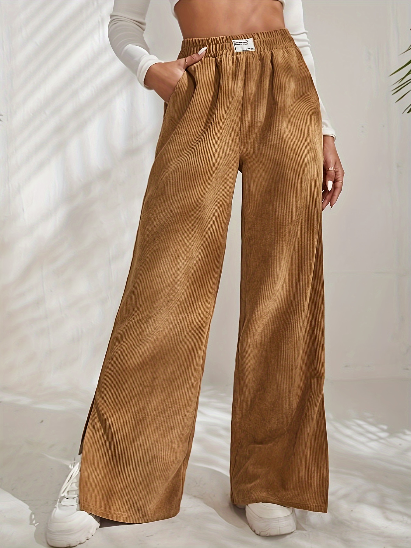 Plus Size Spring Retro Corduroy Solid Color Pants  Solid color pants, Plus size  pants, Pants for women