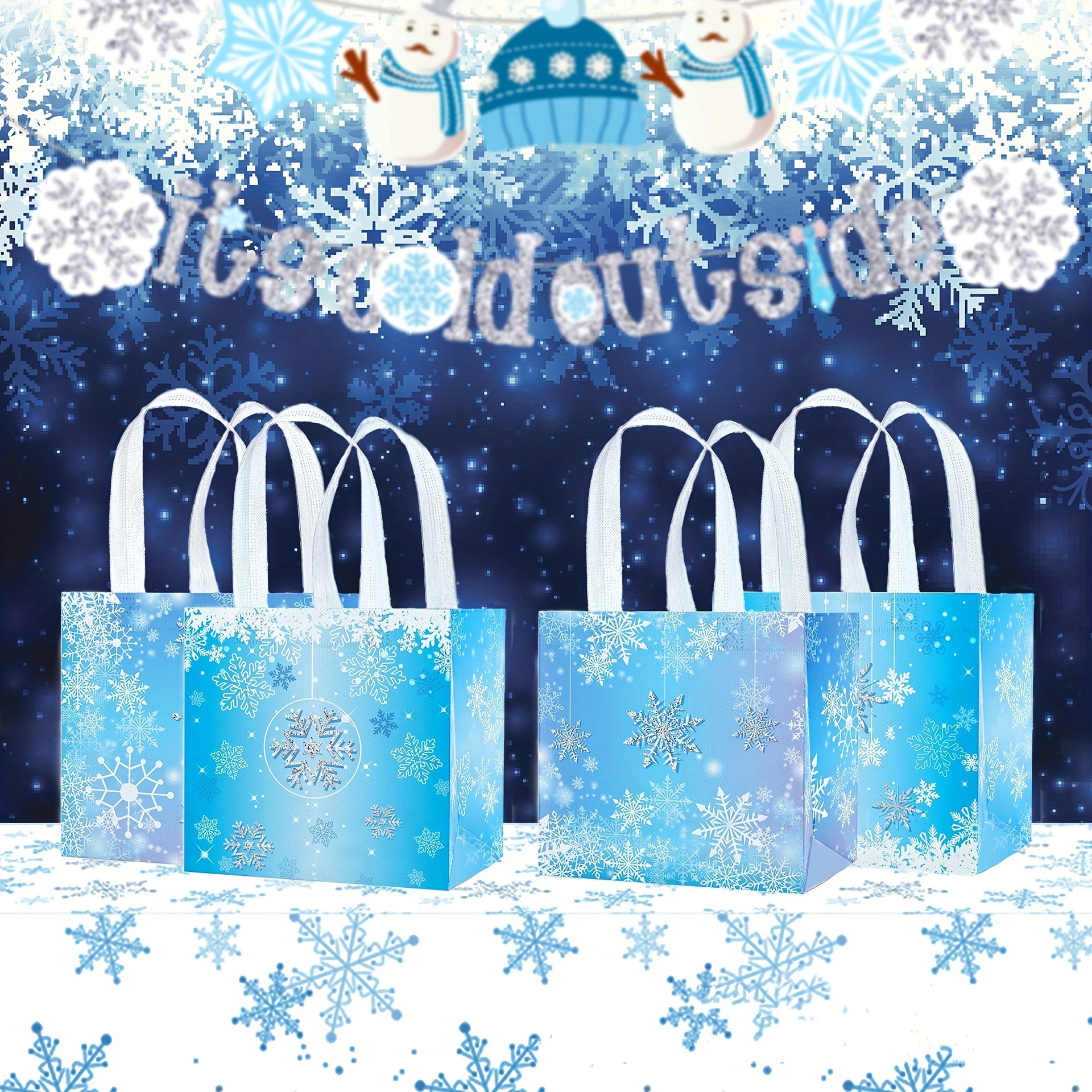 Christmas Party Favor Bags, Goodie Blue Snowflake Candy Bag From Paper With  Handles Decorations For Santa Claus Party Supplies, Cheapest Items  Available, Clearance Sale, Shopping Bag, Party Bag, Party Gift Bag, Craft