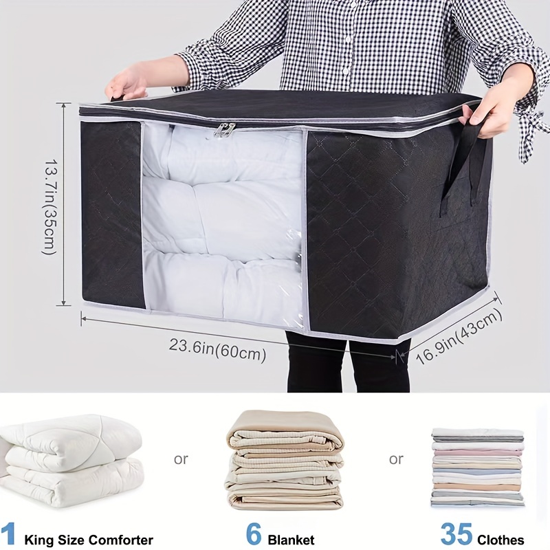 Large Storage Bags, 8 Pack Clothes Storage Bins Foldable Closet Organizers  Storage Containers with Durable Handles Thick Fabric for Blanket Comforter