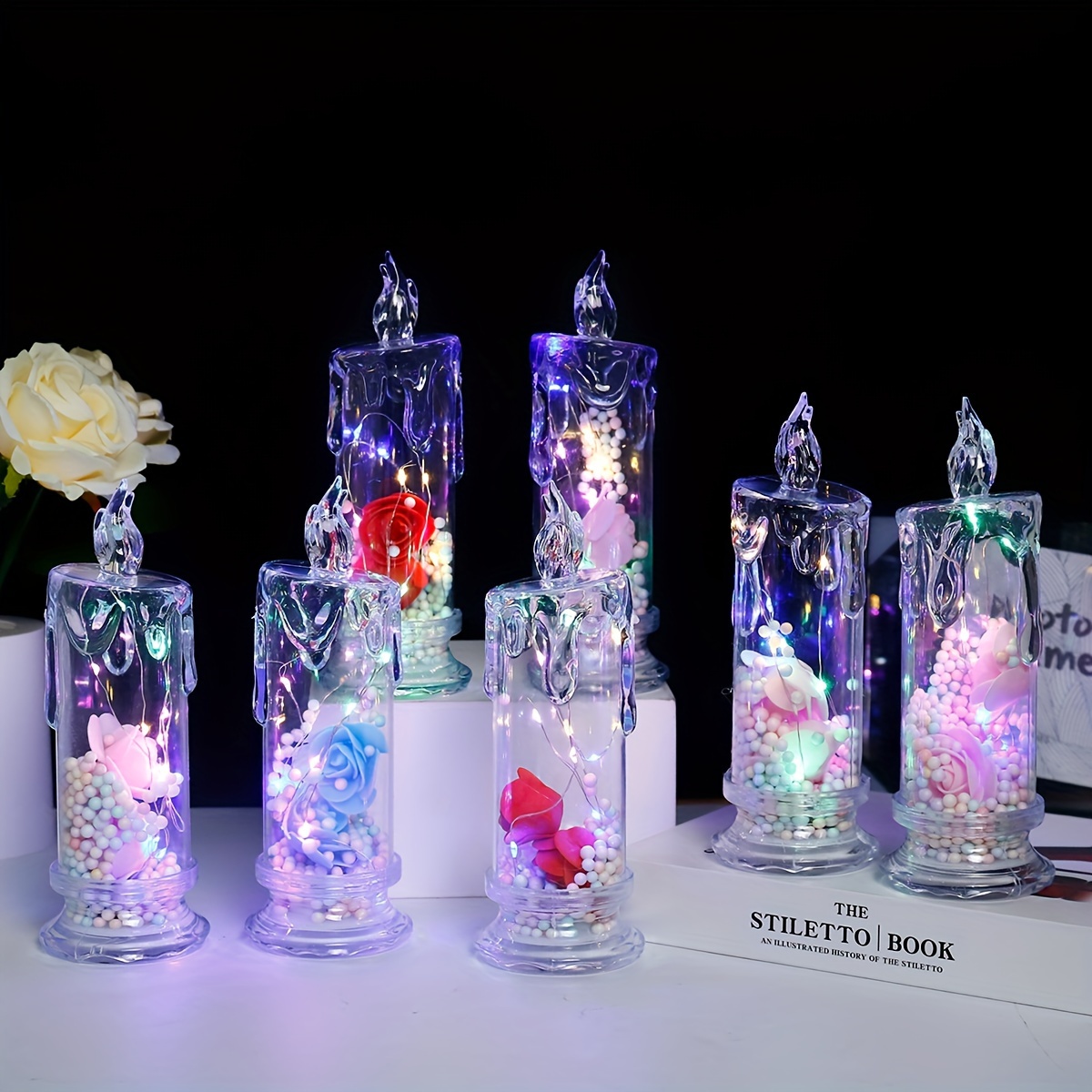

1pc Led Rose Night Light For Romantic Atmosphere And Dinner Party Decoration