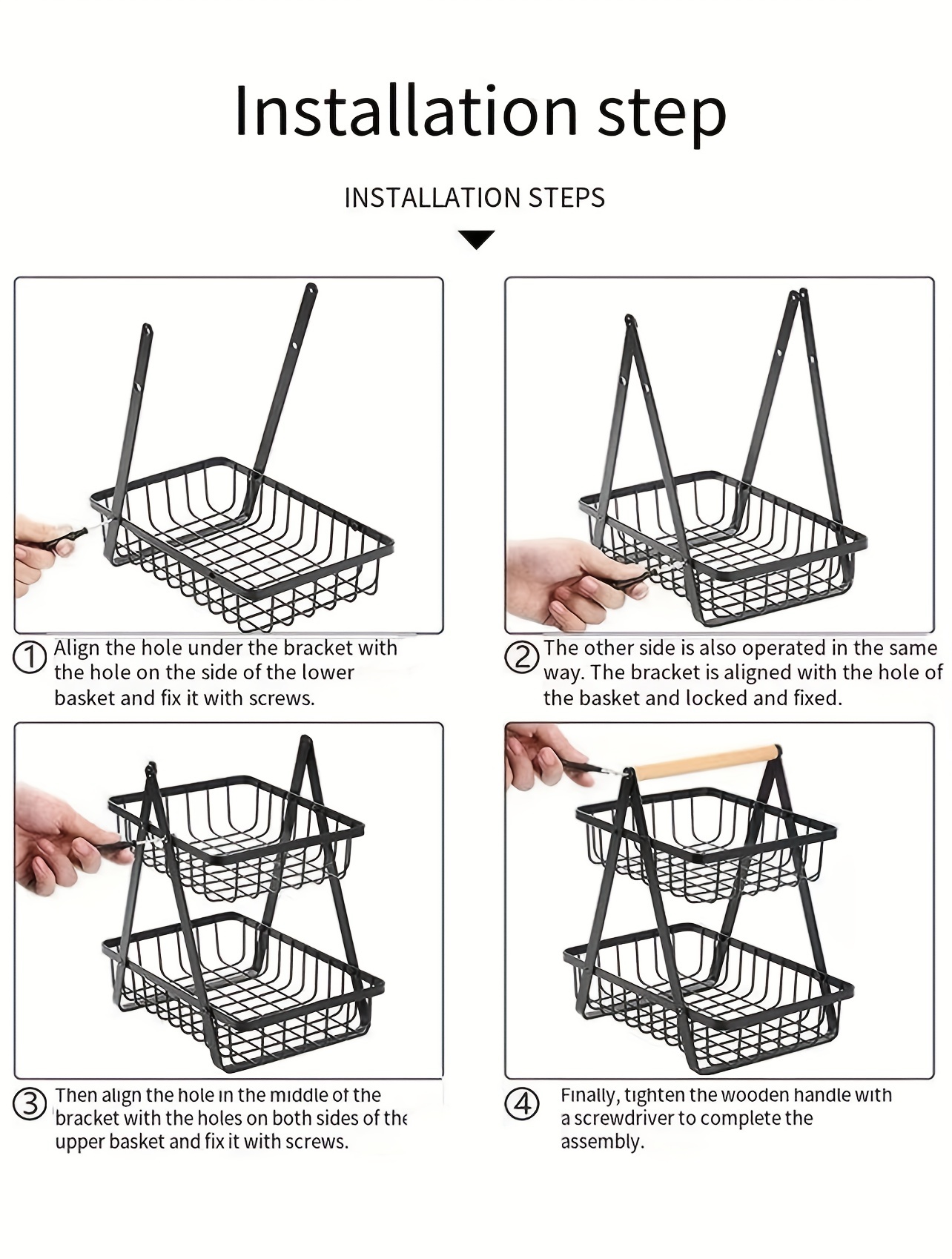 Mutool 2-Tier Fruit Basket, Detachable Countertop Fruit Rack with