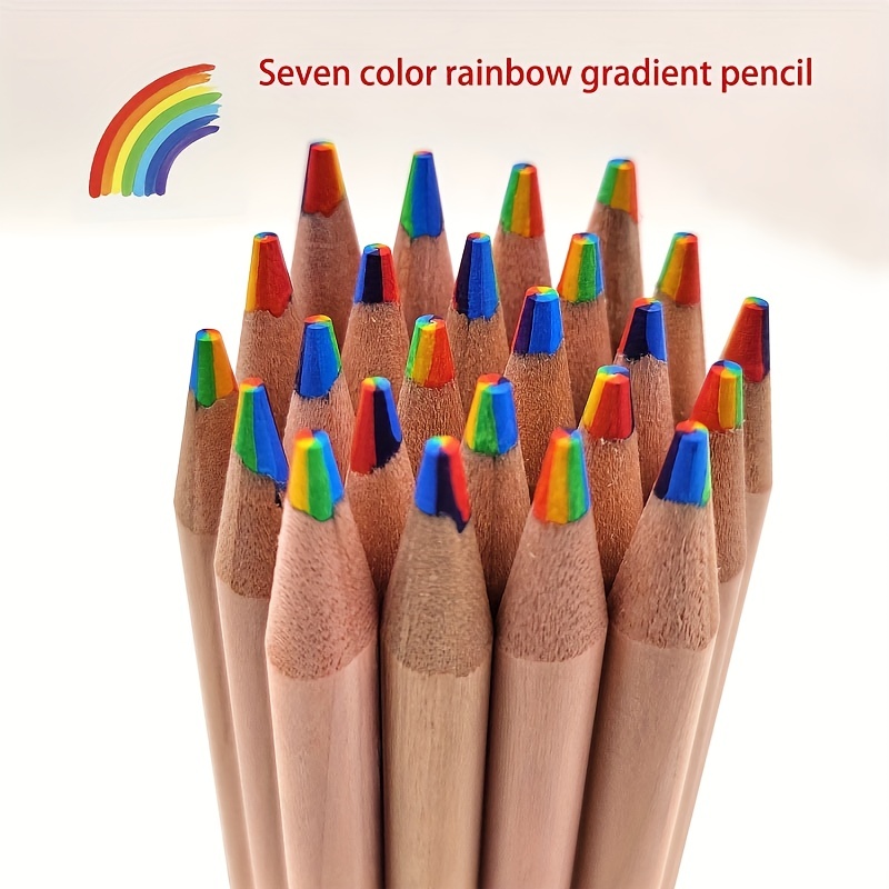 72/120/300pcs 7 in 1 Rainbow Colored Pencils,Concentric Gradient