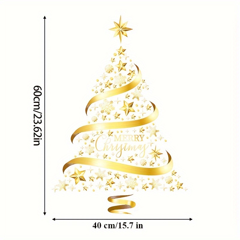 Golden Christmas Tree Window Stickers