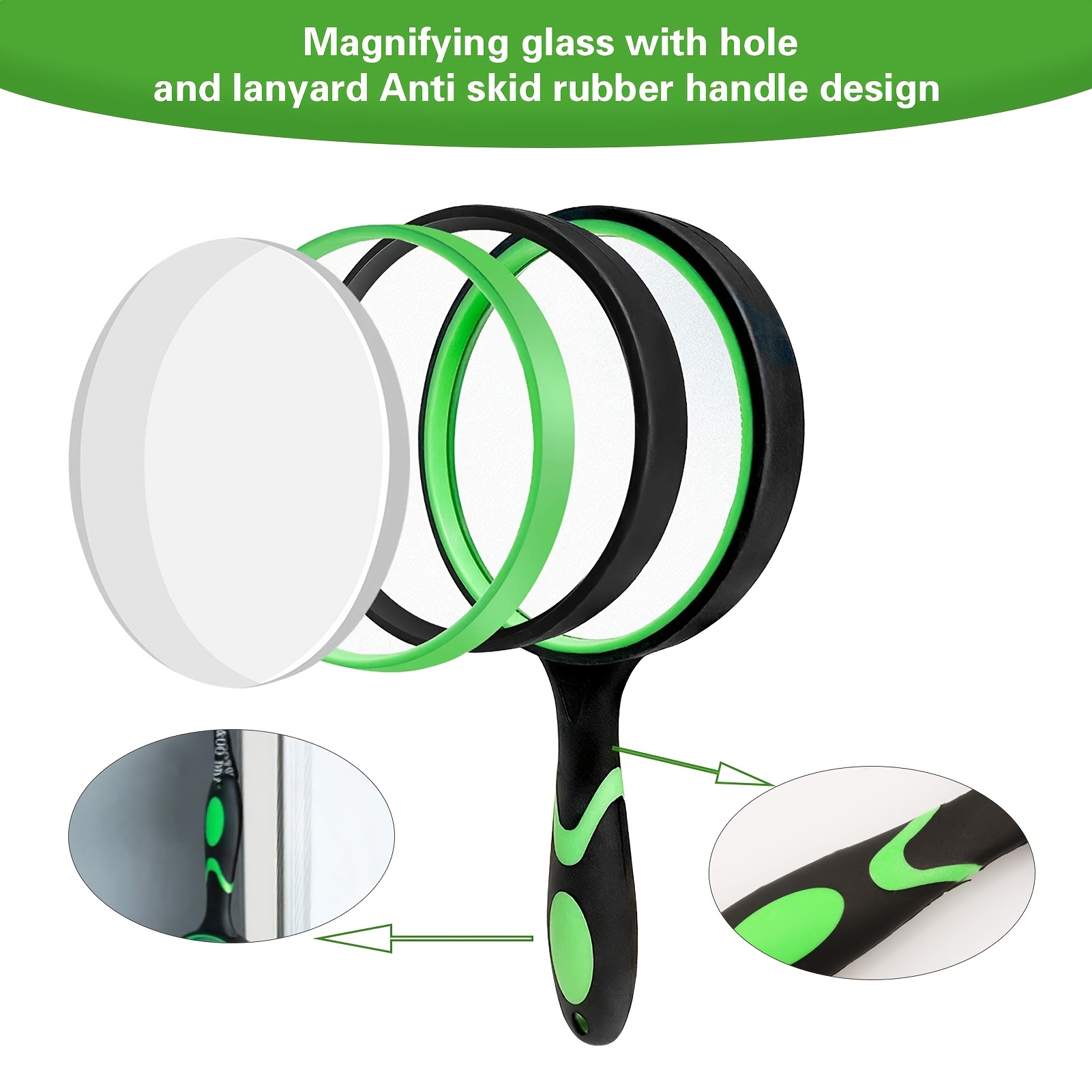 Large Magnifying Glass 10x Handheld Reading Magnifier For Seniors & Kids -  100mm 4inches Real Glass Magnifying Lens
