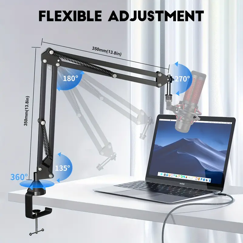 Microphone Desk Arm Stand Mount Boom Scissor Mic Holder For Blue Yeti  Snowball, 1 - QFC