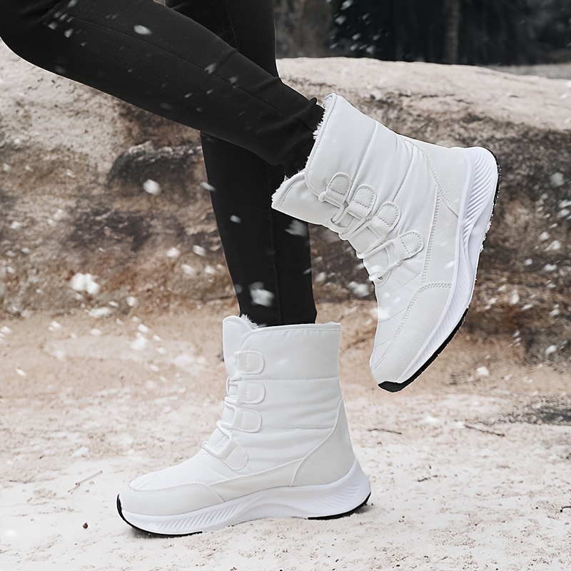 Botas de nieve térmicas de invierno para mujer, cálidas botas de nieve con  cordones y forro de felpa, calzado de mujer