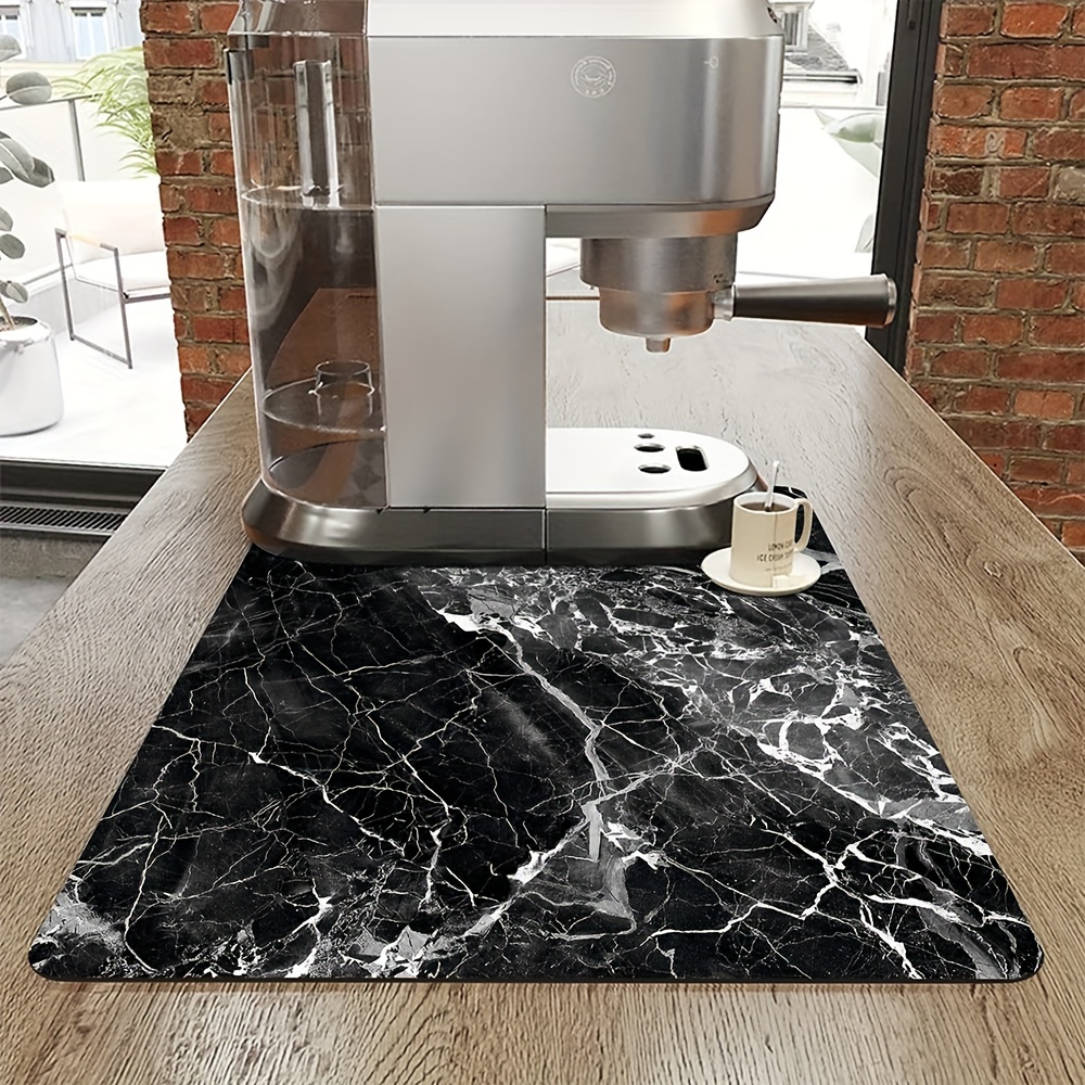 Black Marbling Dish Drying Mat Kitchen Super Absorbent Tablemat