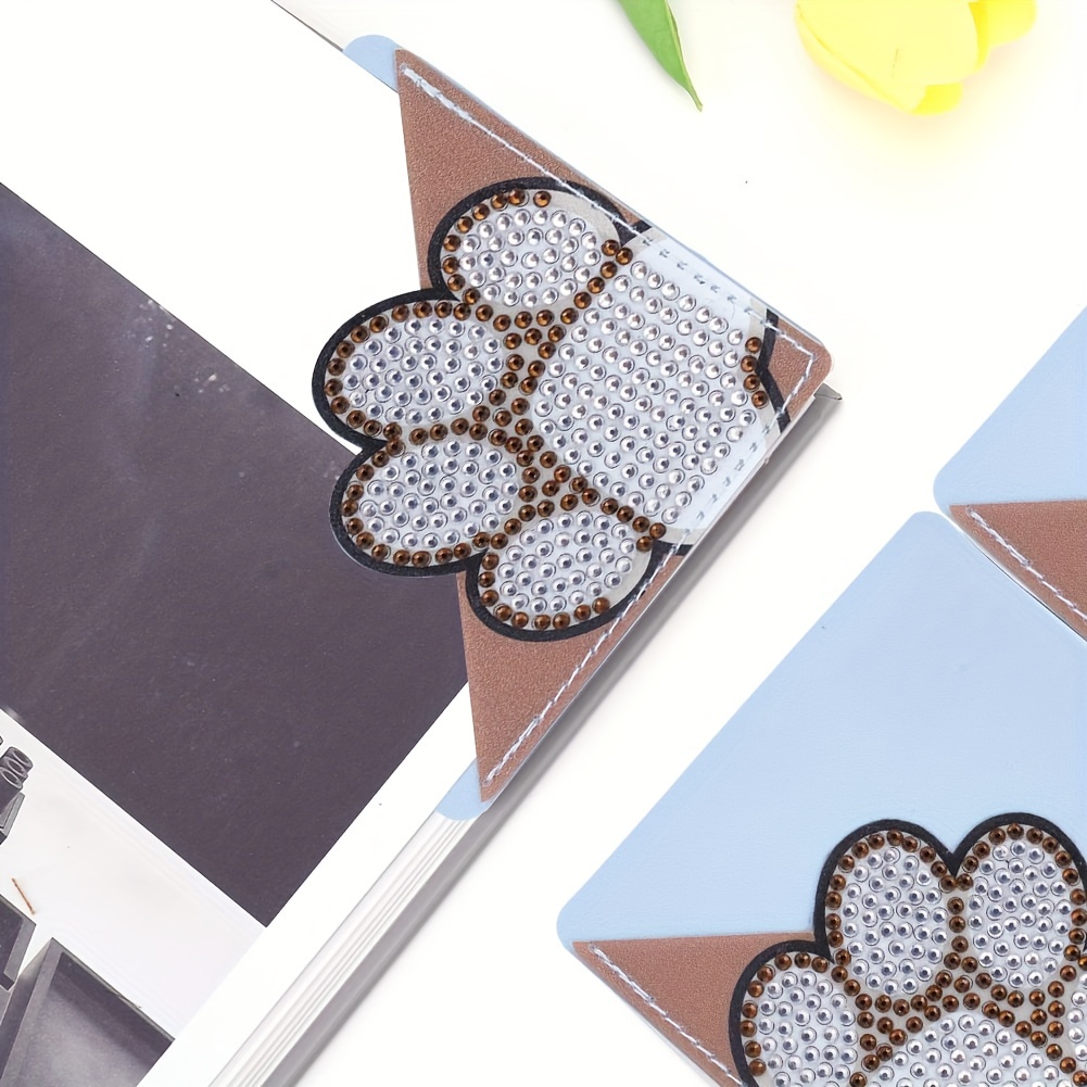 Cat Claw Diy Diamond Painting Corner Bookmark Pu Leather - Temu