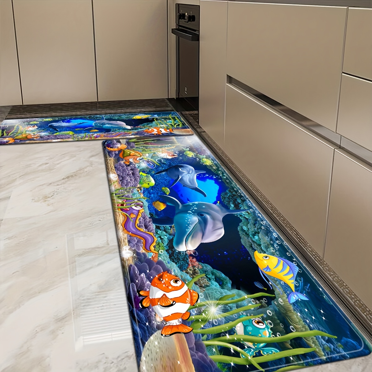 Ocean Themed Area Rug Soft Non-slip Shaggy Floor Carpet Runner