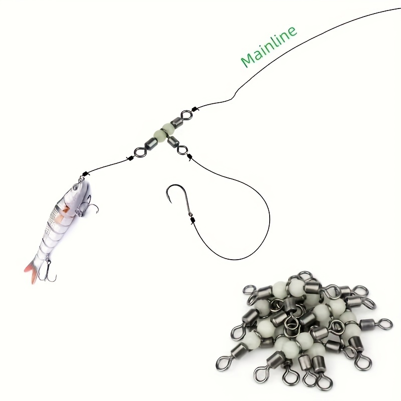 3 way Swivel Ring T type Glow Beads Fishing Line Hook - Temu