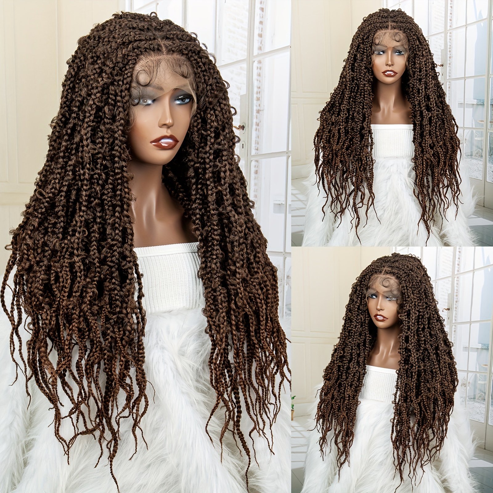 Boho Box Braids Wig Triangle Knotless Braided Wigs Women - Temu