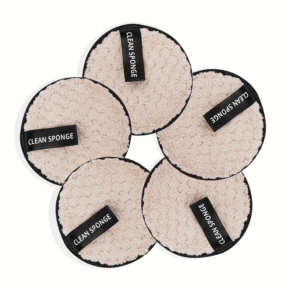TEMU Maange 5-pack Medium Cleansing Makeup Puff, Soft Plush Puff, Cleansing With Water, Double-sided, Dry And Wet Use, Skin-friendly And