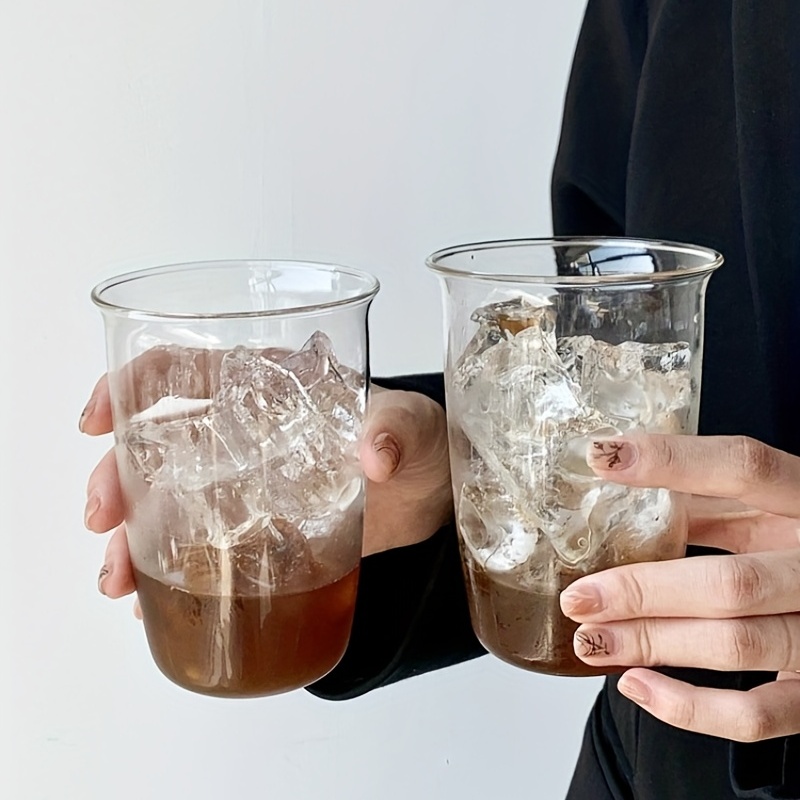 1pc Glass Cup, Modern Clear Textured Detail Cup For Home