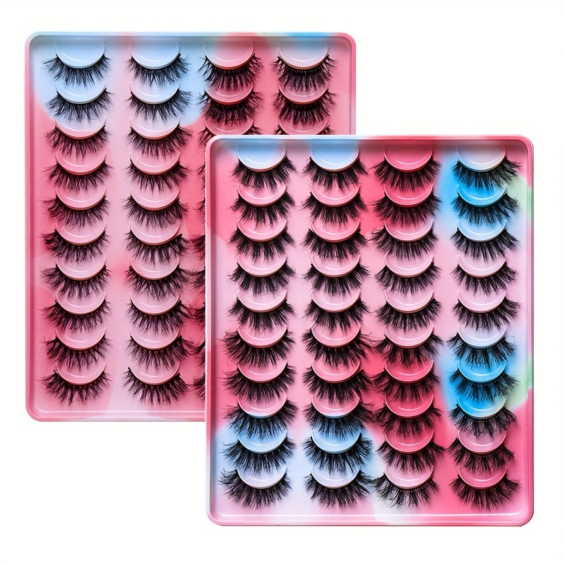 20 Pairs Fluffy False Eyelashes Thick Crossed Faux Mink Hair Lashes