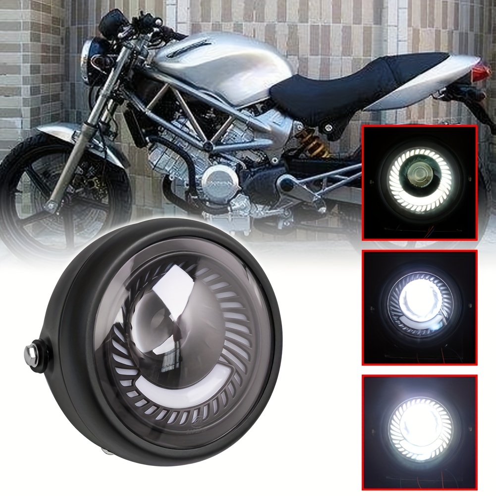 5.75 LED Phare Moto Headlight Motorcycle Front Light Motorbike Headlamp 5  3/4 Faro Moto Angel eye DRL Motos Black LED Headlight