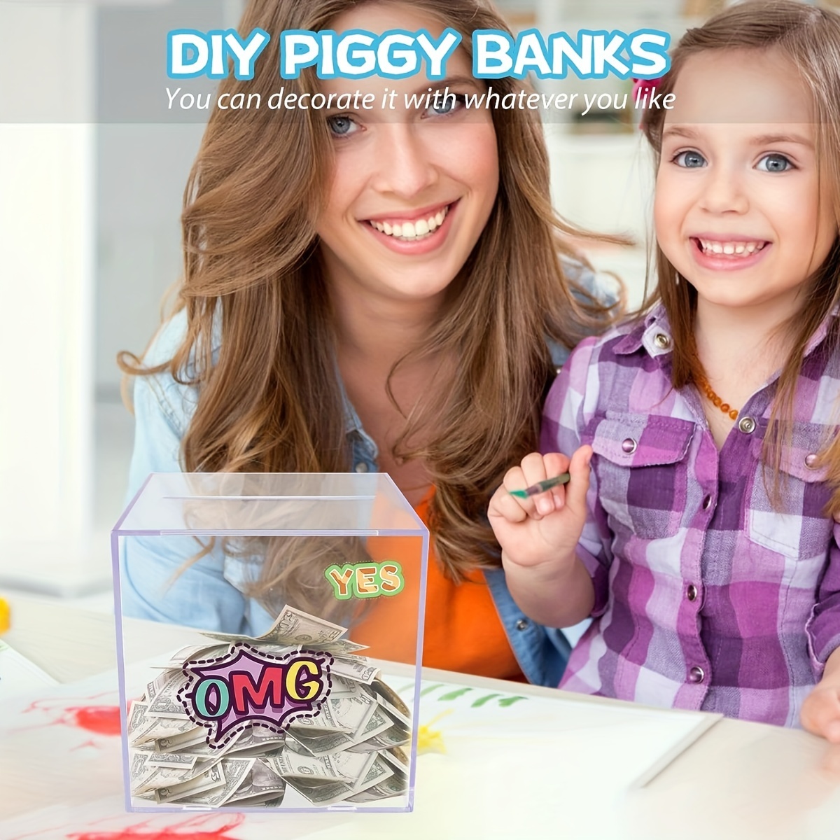 Acrylic Savings Jar Clear Round Money Box Transparent Round Money Box  Transparent Saving Box For Toddler Girls Boys Kids