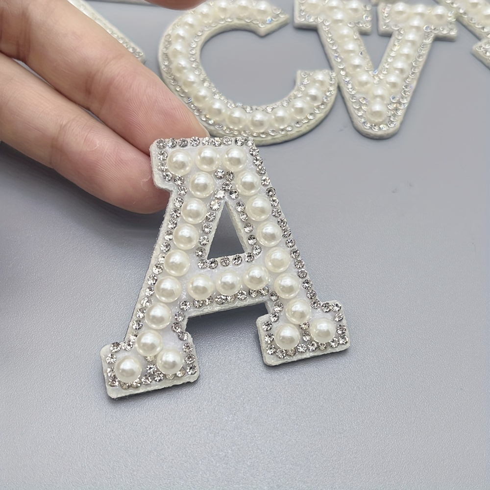 Heiheiup Letter Pearl Rhinestone (Colorful) Patch Applique Patch Patch  Letter Pearl Shiny Letter Imitation Clothes Letter DIY Set Pearl Of Sticker  Stickers Big Sticker Book 