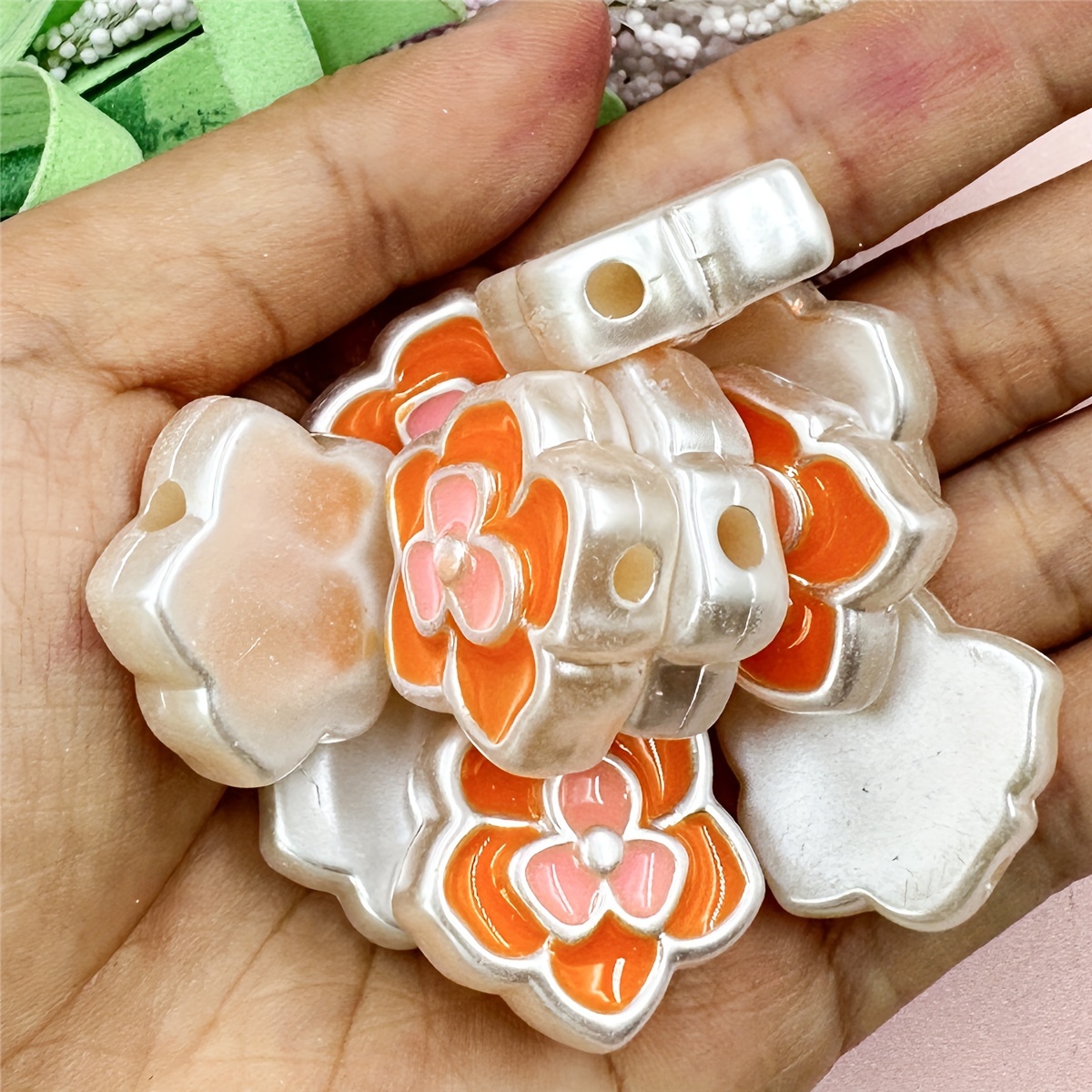 Acrylic Two color Large Flower Beads For Jewelry Making Diy - Temu