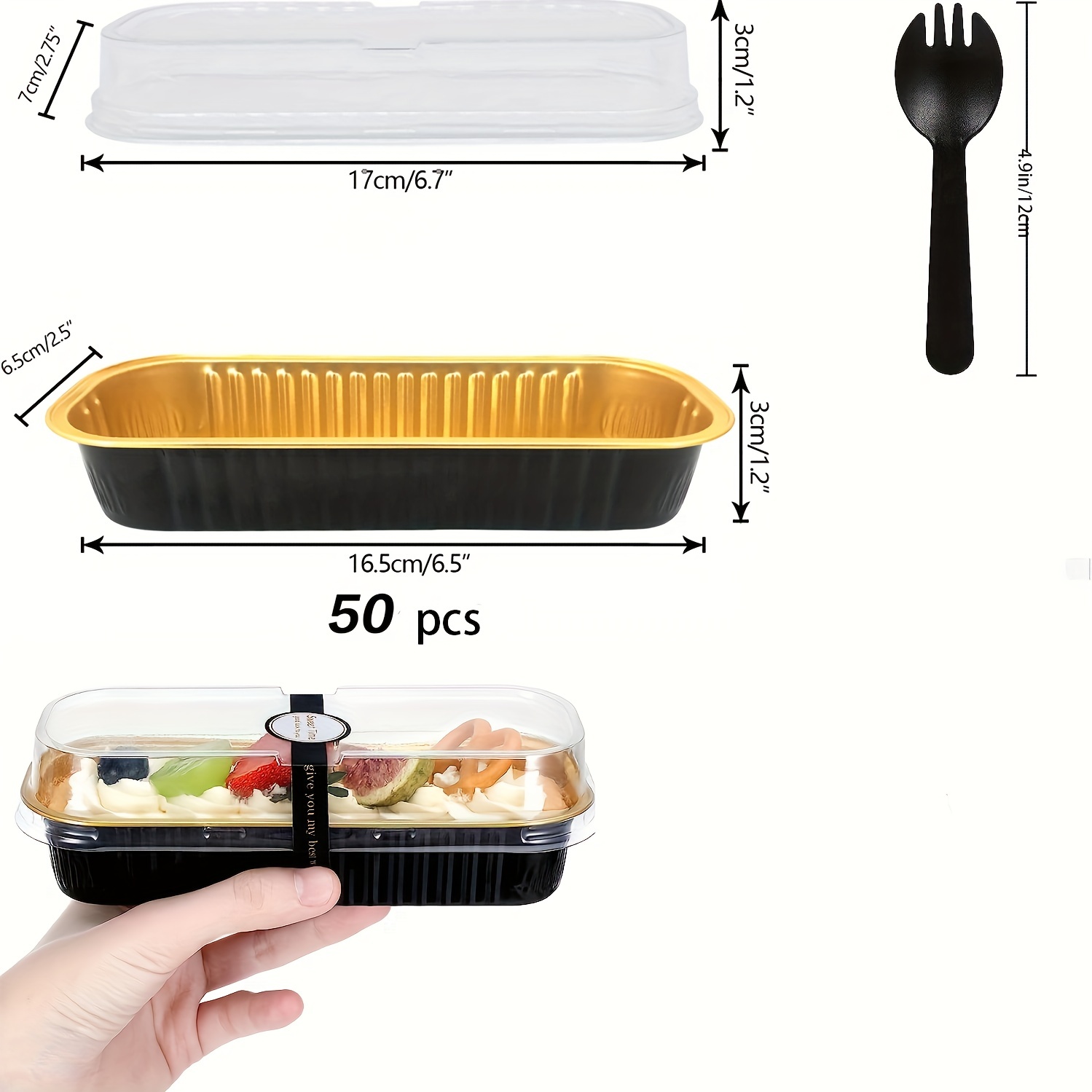 50Pcs Mini Cake Pans with Lids and Spoons Aluminum Foil Baking Pans Mini  Bread Containers Muffin Tins Loaf Pans Kitchen Tools