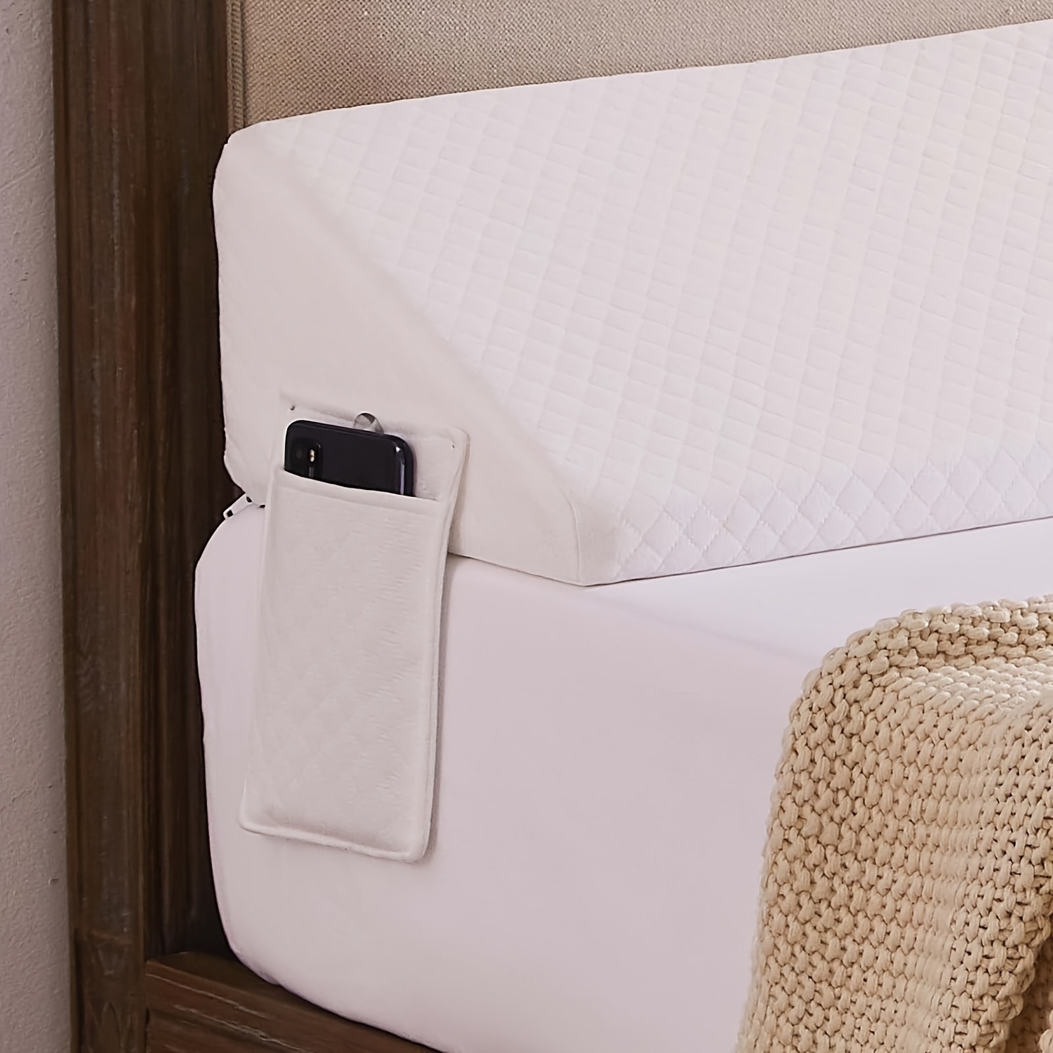Focuprodu Bed Wedge Pillow. Soft Velvet Bed Gap Filler for Mattress Seams  (0-7),Snug Stop Mattress Wedge Pillow Fill Gap Between Headboard/Wall and