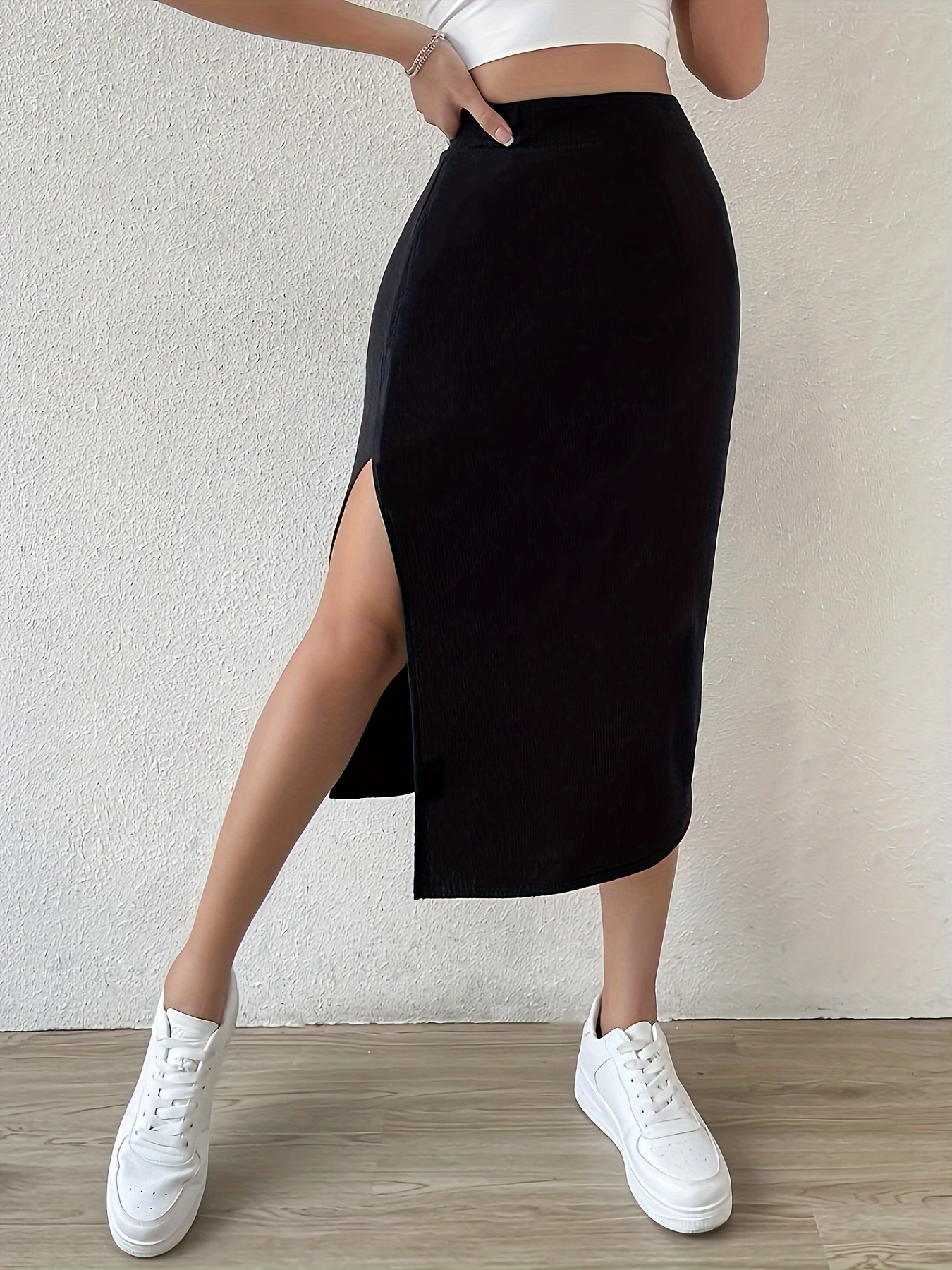 High split skirt midi hotsell