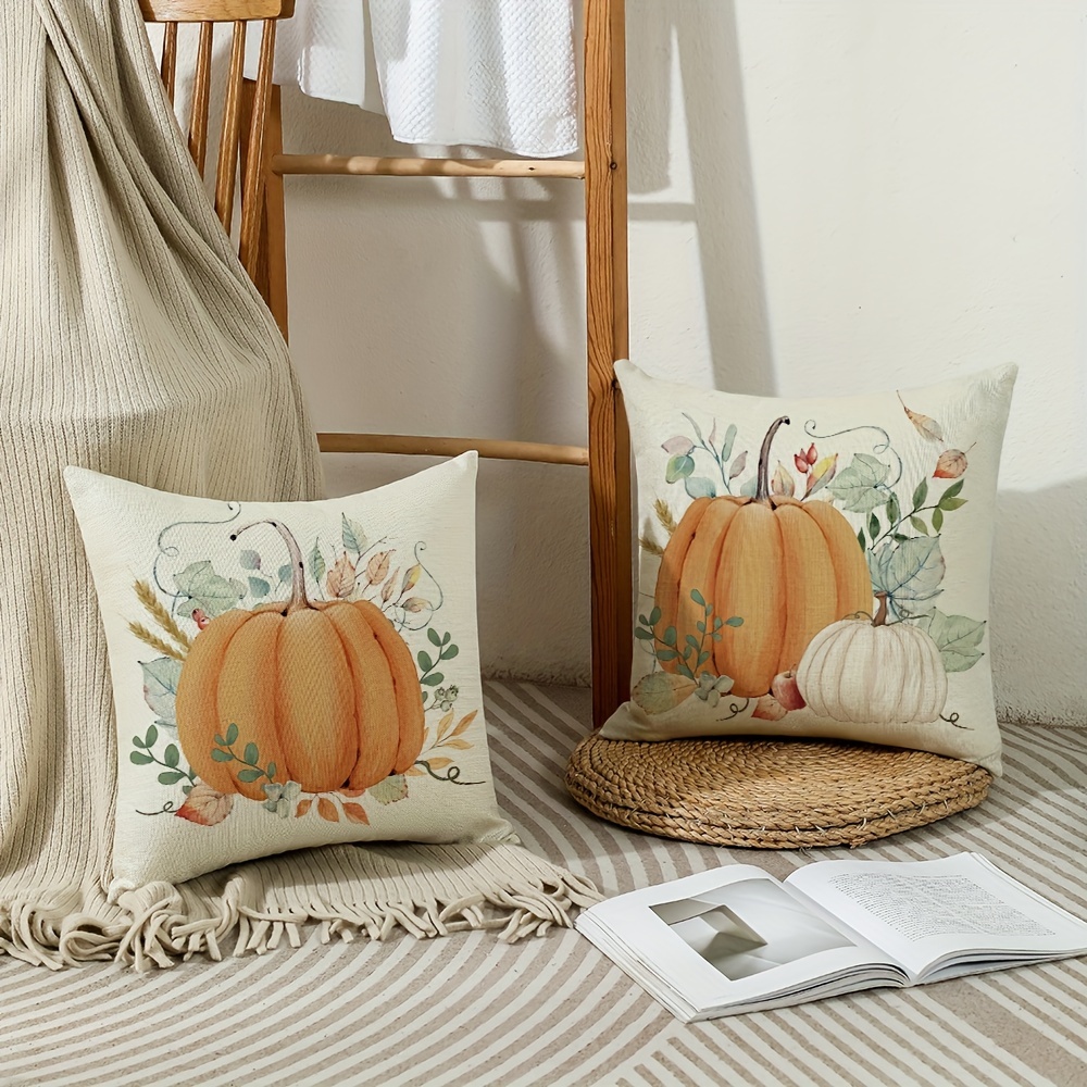 4pcs Fall Pillow Covers 18x18 Inch Hello Pumpkin Leaves Fall Decor Outdoor  Fall Pillows Decorative Throw Pillows Cases Farmhouse Autumn Thanksgiving D