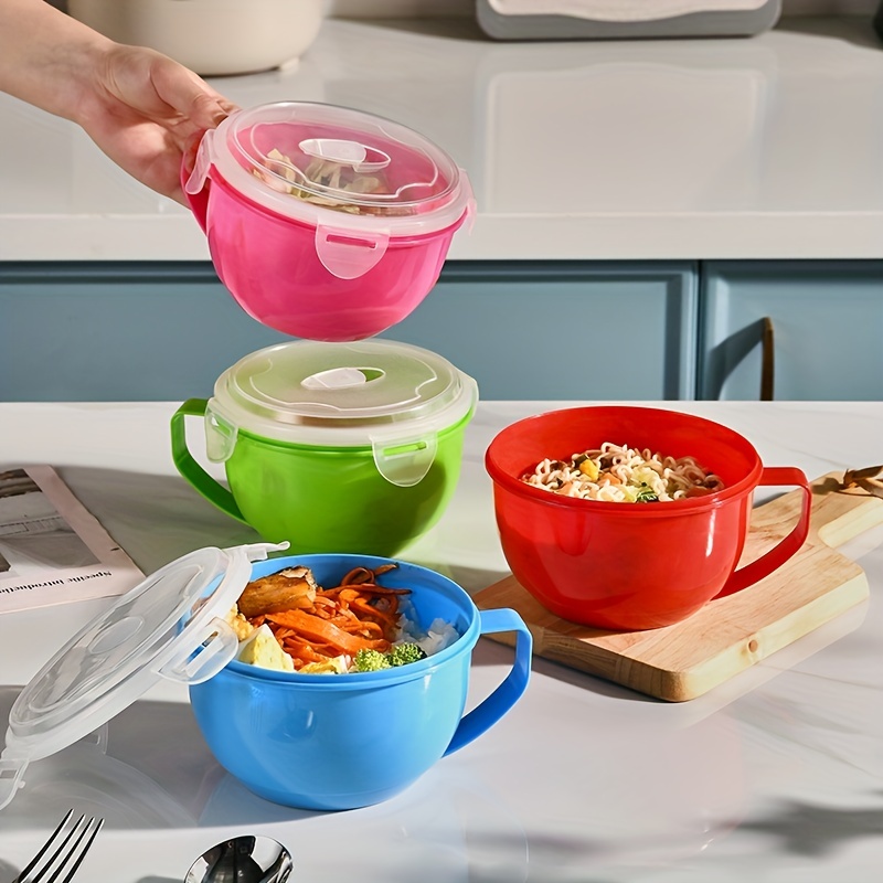 1pc Plastic Noodle Soup Bowl Container Ramen Bowl With Lid - Temu