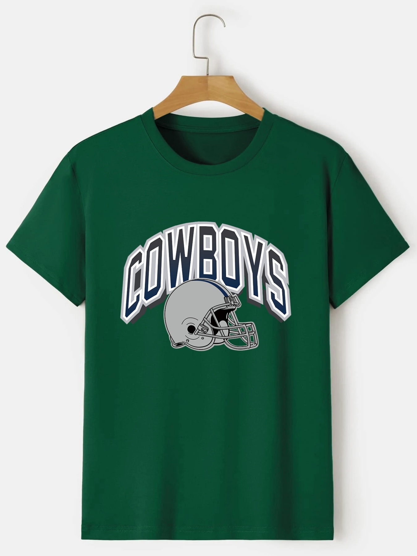 Cowboys Graphic Print Crew Neck T Shirt Casual Loose Short Sleeve