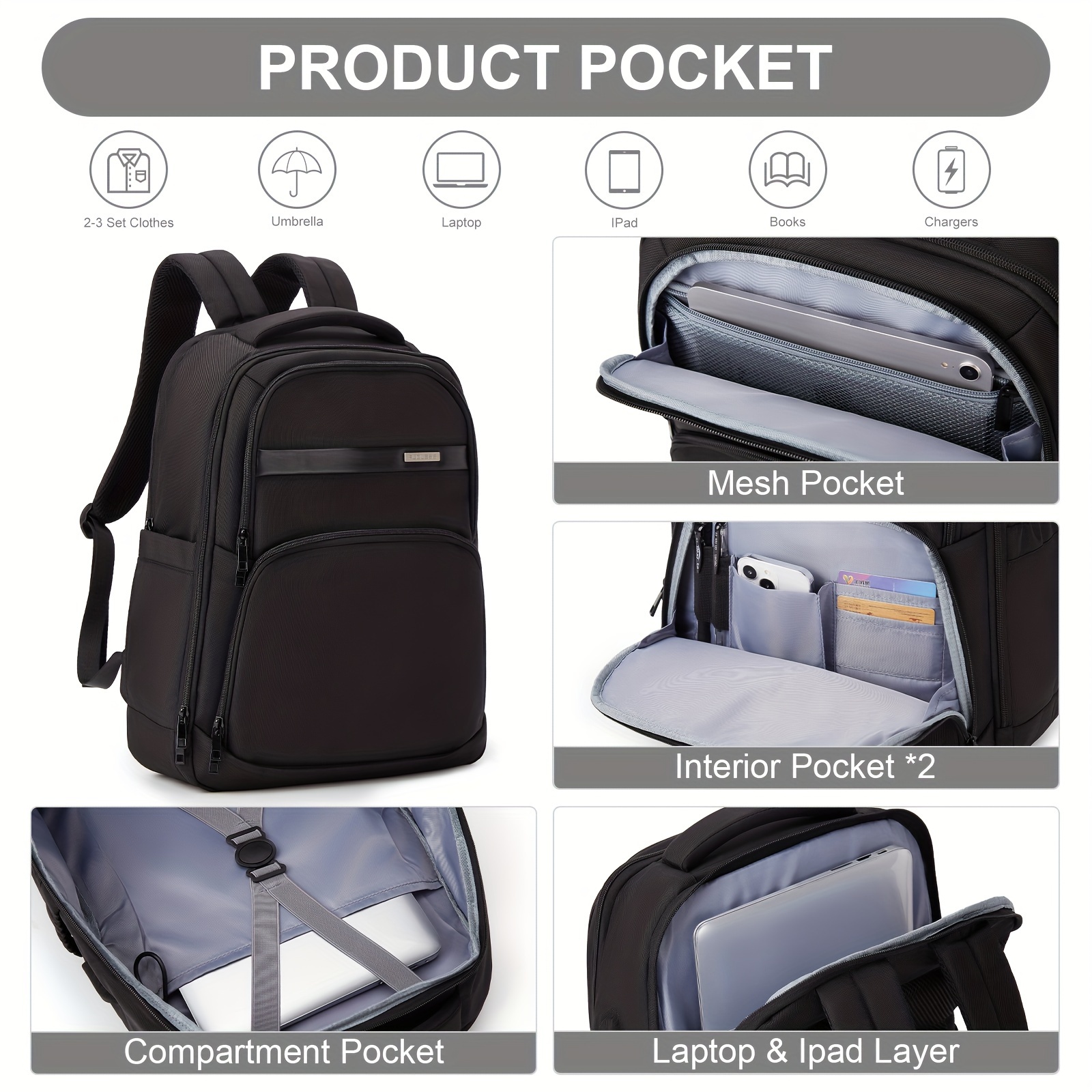 1pc Mochila Nylon Hombre Bolsa Viaje Gran Capacidad Mochila - Temu