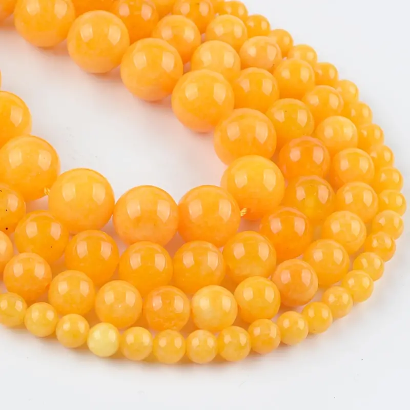 6mm Yellow Jade Round Beads Genuine Gemstone Natural Jewelry Making 