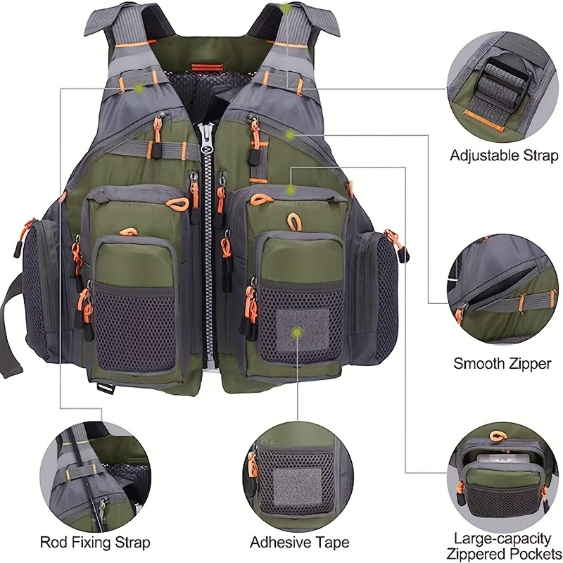 Fishing Buoyancy Vest Fly Fishing Vest Multi-pocket Breathable Mesh, Strap Fishing Vest Adjustable For Men And Womenfor Fly Bass Fishing And Outdoor Activities
