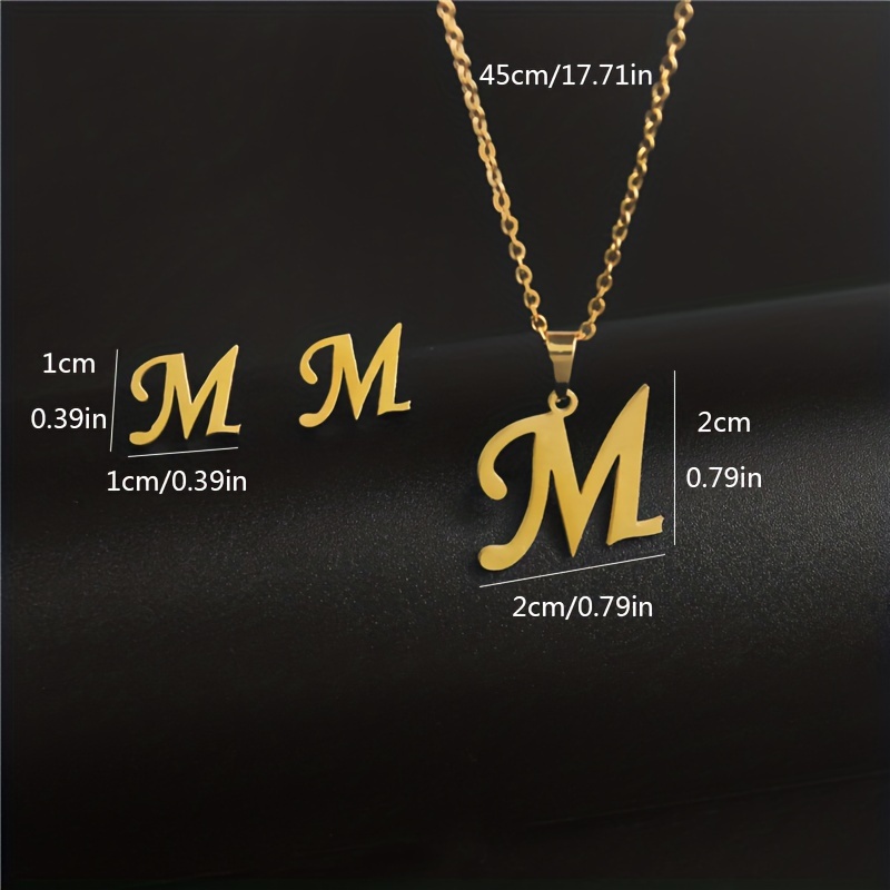  Jewelry Sets for Women Necklaces and Earrings and Bracelets  Fashion Name English Necklaces Jewelry Chain Pendant Letter 26 Gift Women  Earrings Jewelry Sets for Teen Girls 16-18 (V, One Size) 
