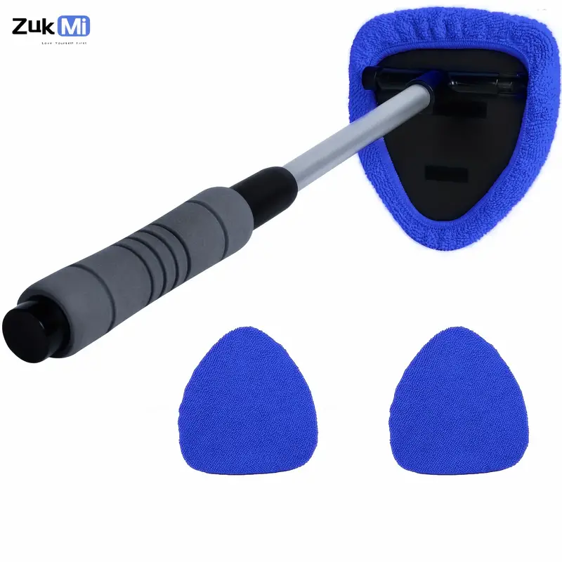 Windshield Cleaner -microfiber Car Window Cleaning Tool With Extendable  Handle Cloth Pad Head Auto Interior Exterior Glass Wiper Car Glass Cleaner  Kit - Automotive - Temu
