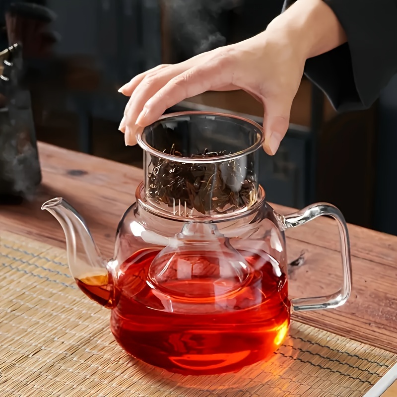 1pc Glass Teapot With Tea Infuser, 40.58oz, Heat Resistant Borosilicate  Glass Tea Kettle With Tea Strainer, Blooming And Loose Leaf Tea Maker,  Perfect