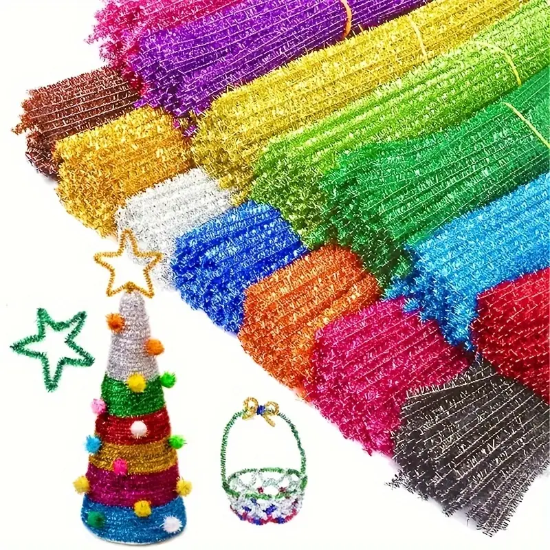 200psc Silver Glitter Pipe Cleaners, Glitter Chenille Stems, Pipe Cleaners  for Crafts, Pipe Cleaner Crafts, Art and Craft Supplies, Christmas Pipe  Cleaners. 