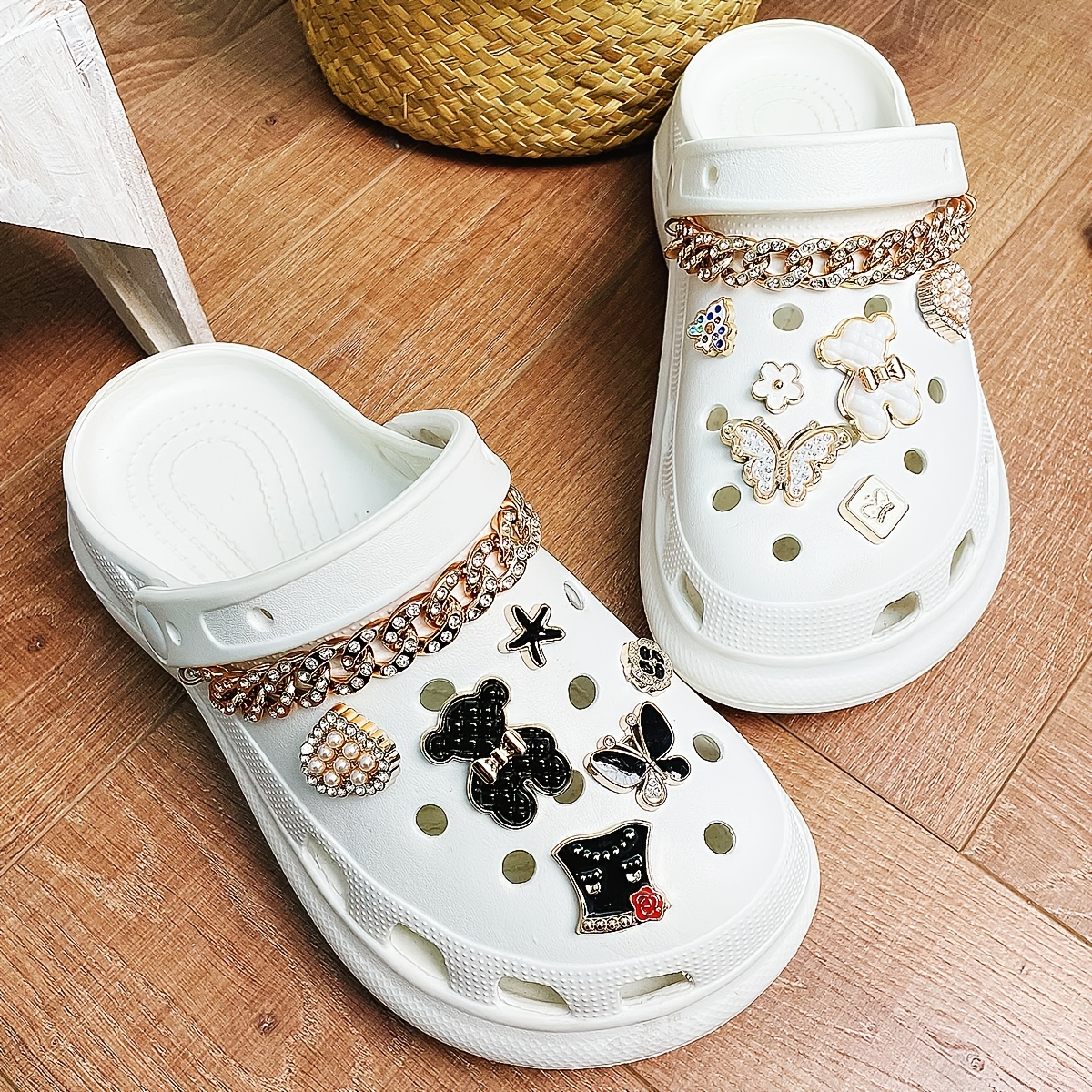 Cute Cat Shoes Accessories Cartoon Cute Black & White Cat Set Shoe Charms  Soft Rubber Shoe Crocs Buckle Charm